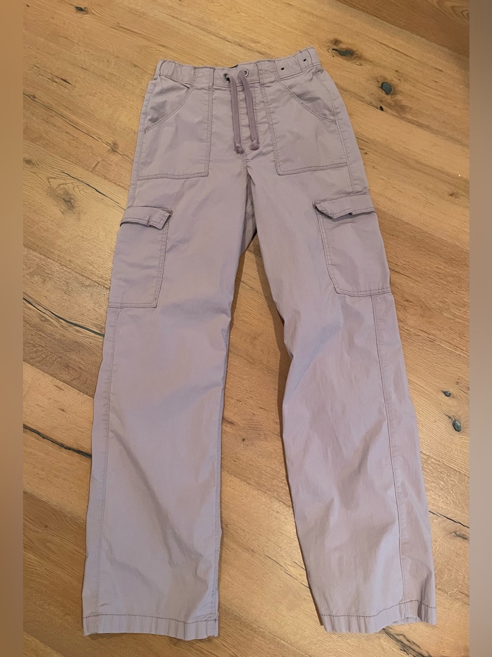 Hollister Women's Adjustable-Rise Baggy Pant in Lavender with Drawstring